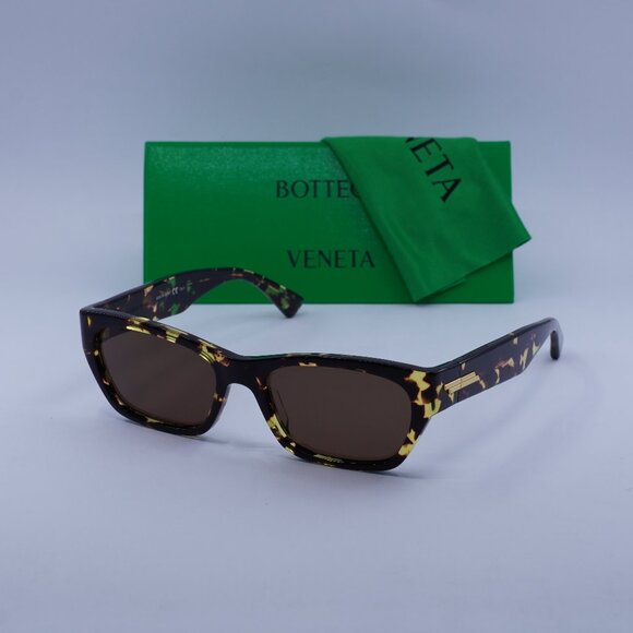 Bottega Veneta BV1143S 002 Rectangle Sunglasses - Havana\Brown - Picture 1 of 10